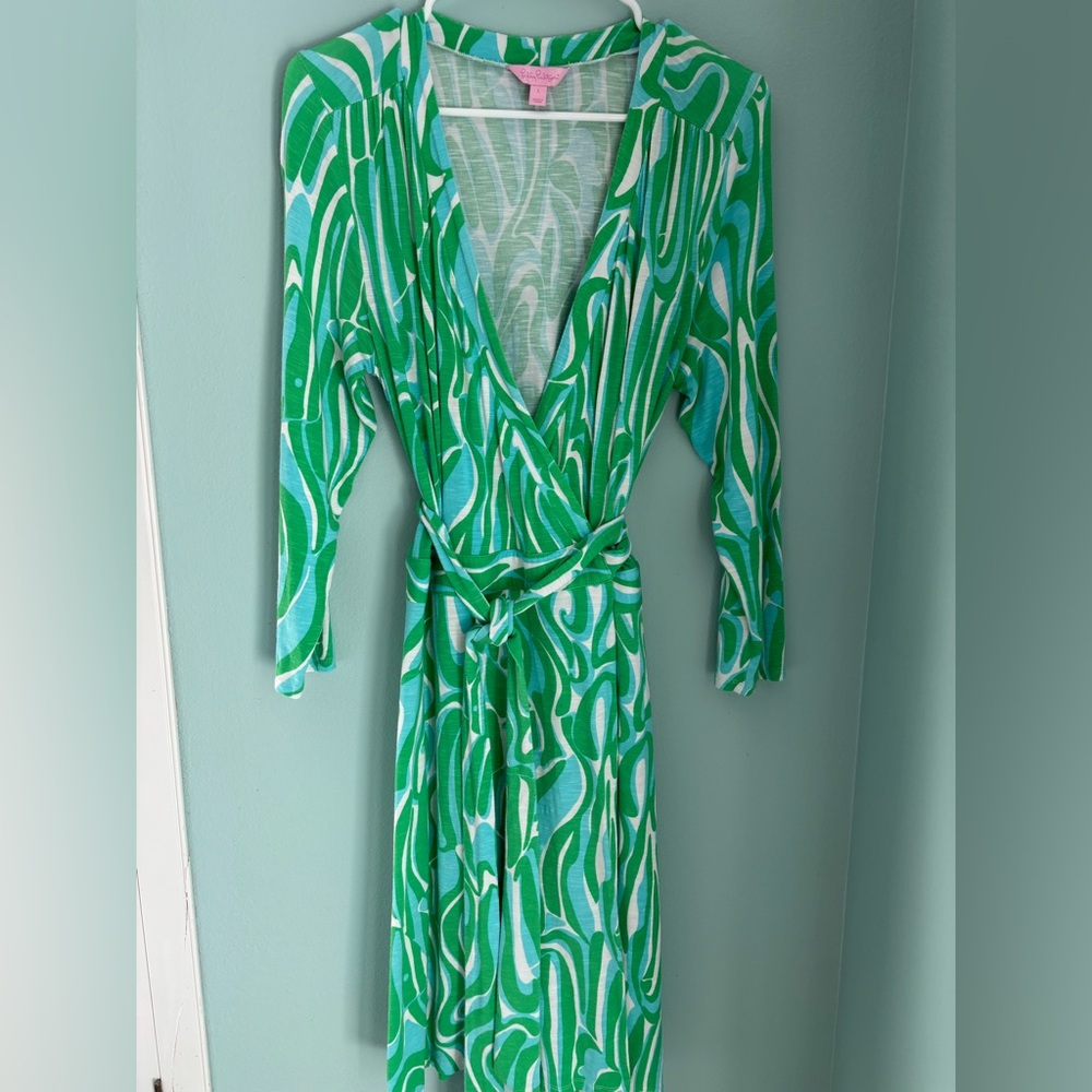 Lilly Pulitzer Green and White Wrap Dress